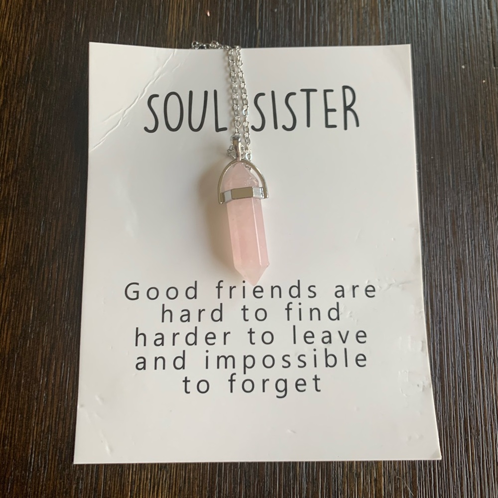 Soul Sister Rose Quartz Necklace Gift - Picture 1 of 2